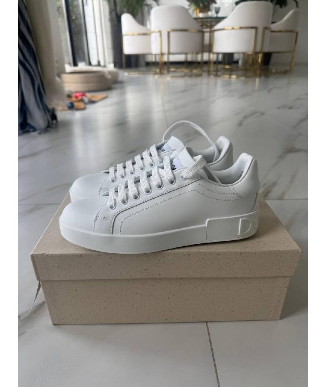 DOLCE&GABBANA Белые кожаные кеды, фото 6