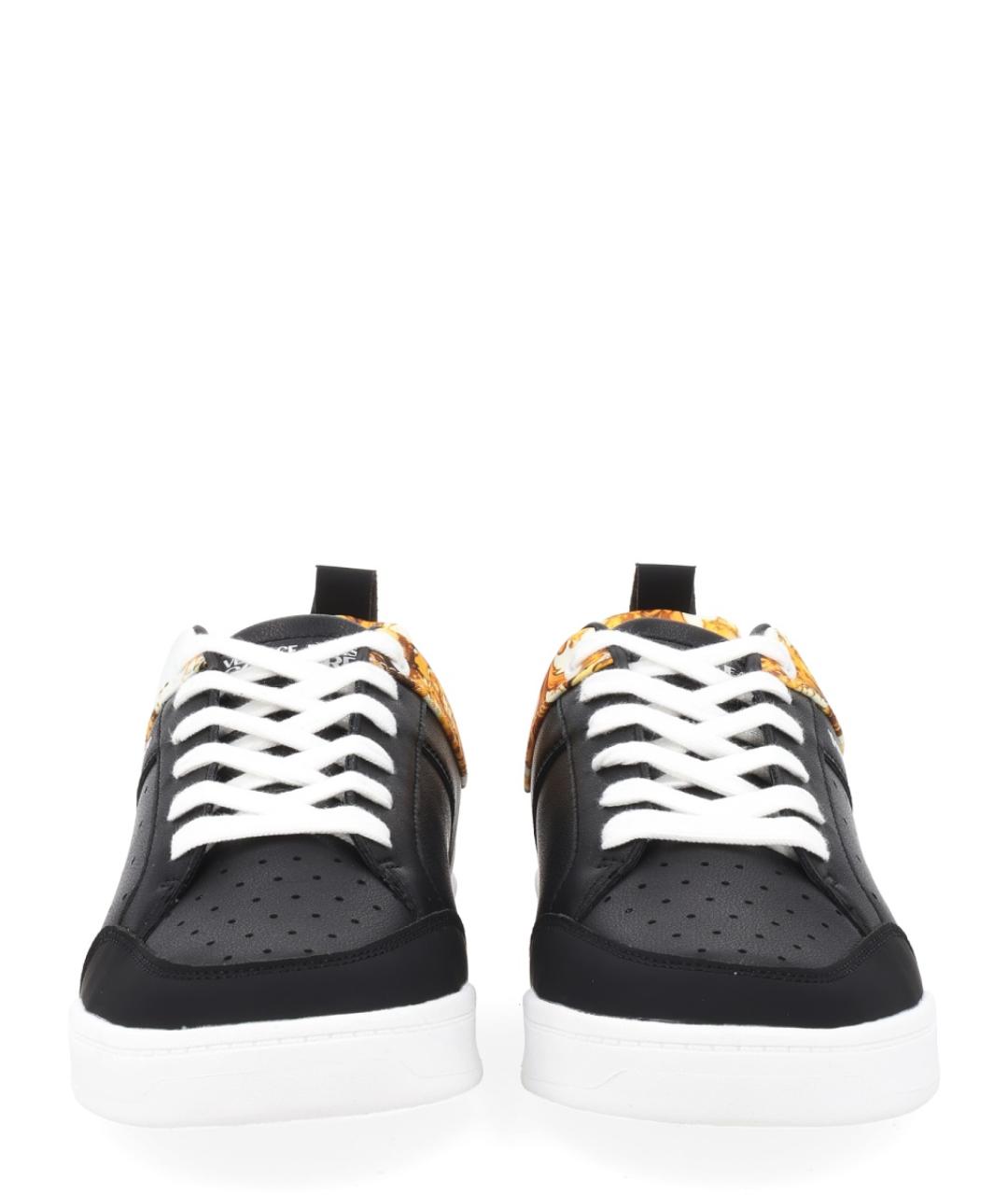 VERSACE JEANS COUTURE Черные кожаные низкие кроссовки / кеды, фото 3