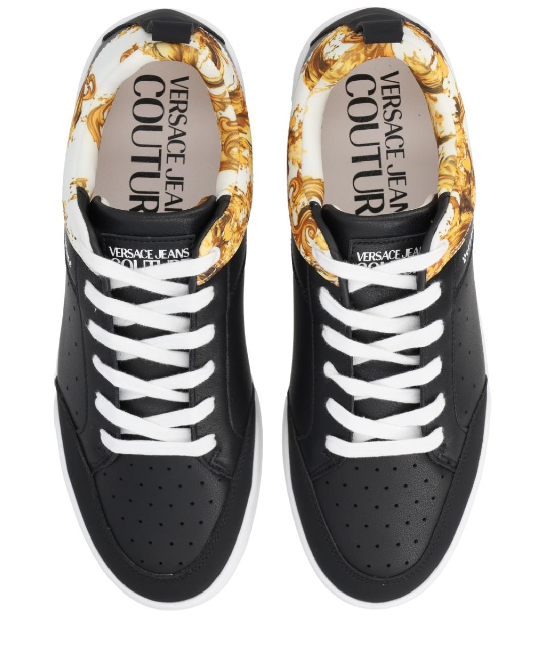 VERSACE JEANS COUTURE Черные кожаные низкие кроссовки / кеды, фото 5