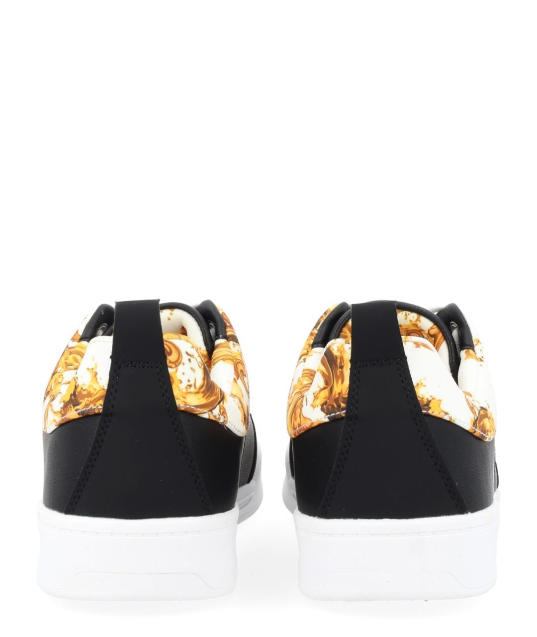 VERSACE JEANS COUTURE Черные кожаные низкие кроссовки / кеды, фото 4