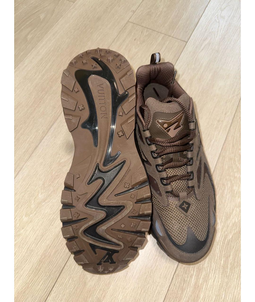LOUIS VUITTON Коричневые текстильные низкие кроссовки / кеды, фото 4