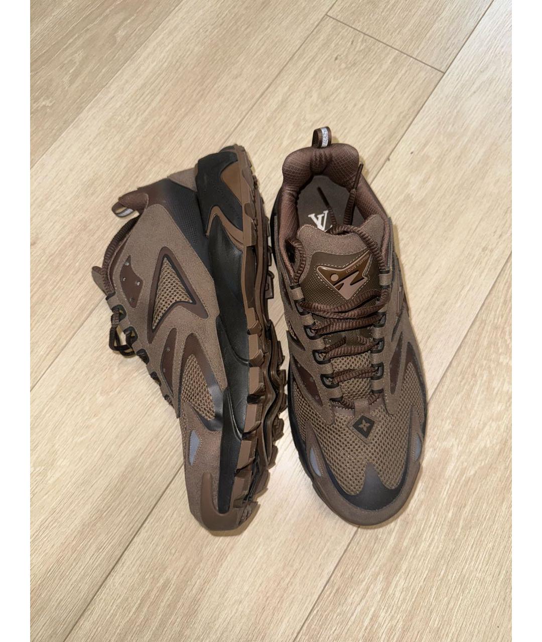 LOUIS VUITTON Коричневые текстильные низкие кроссовки / кеды, фото 5