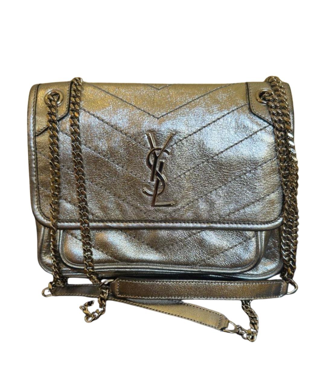 SAINT LAURENT Серебряная кожаная сумка через плечо, фото 1