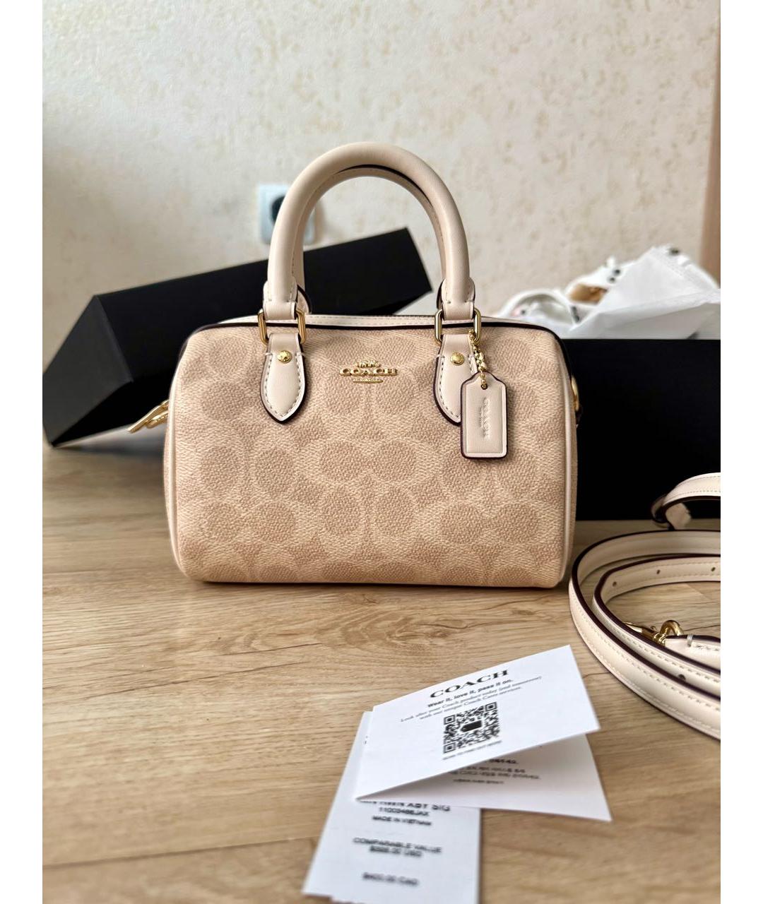 COACH Бежевая сумка с короткими ручками, фото 8