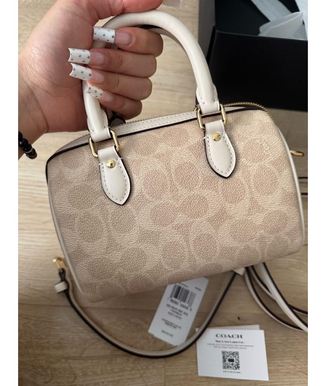 COACH Бежевая сумка с короткими ручками, фото 3