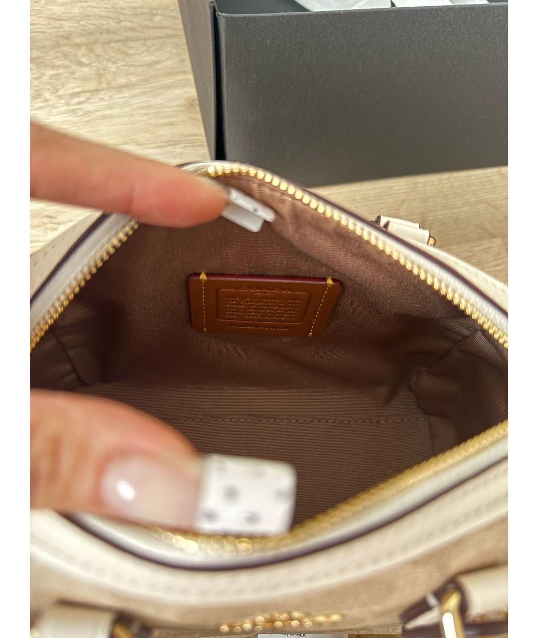 COACH Бежевая сумка с короткими ручками, фото 4