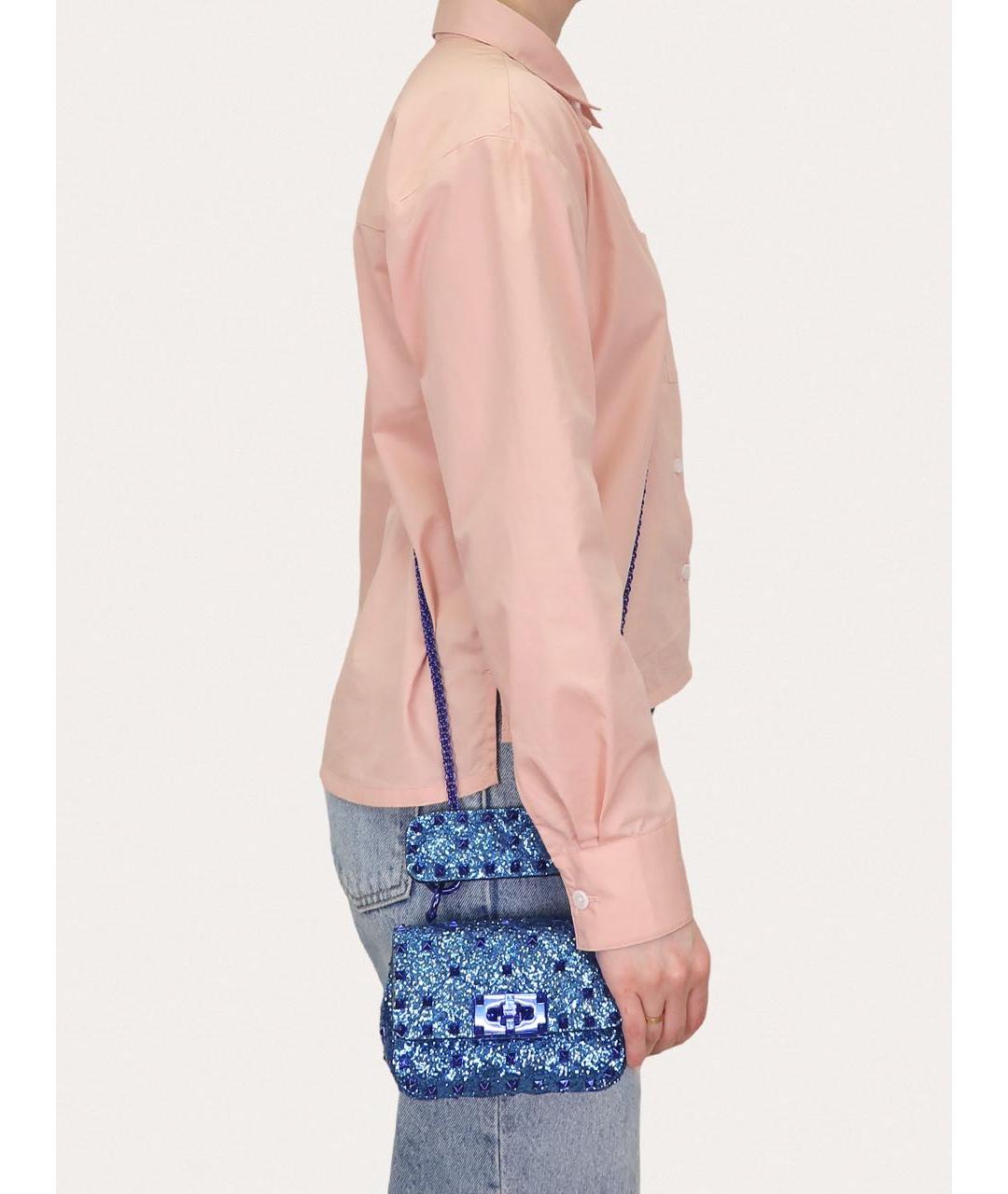 VALENTINO Синяя кожаная сумка через плечо, фото 8