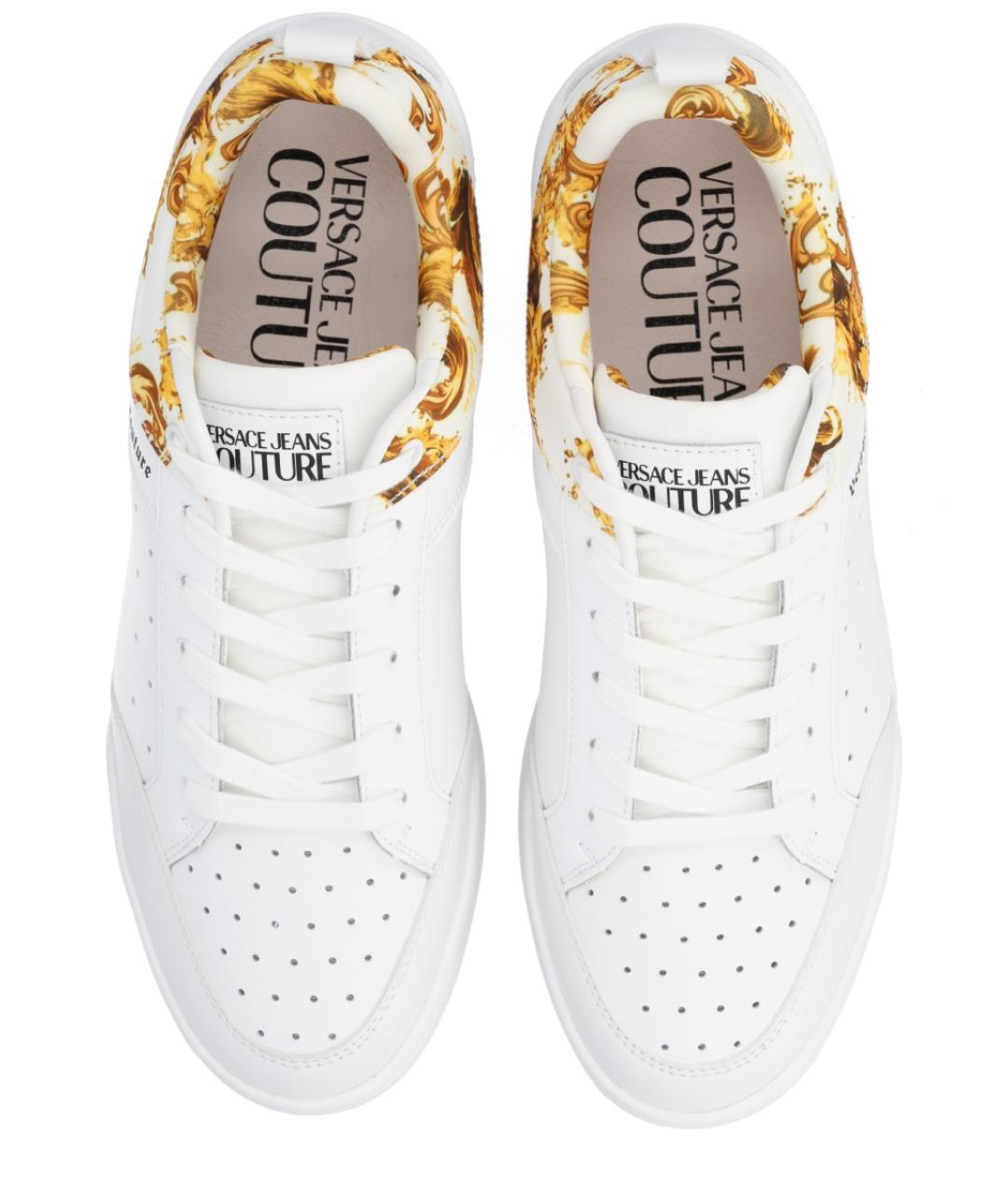 VERSACE JEANS COUTURE Белые кожаные низкие кроссовки / кеды, фото 5