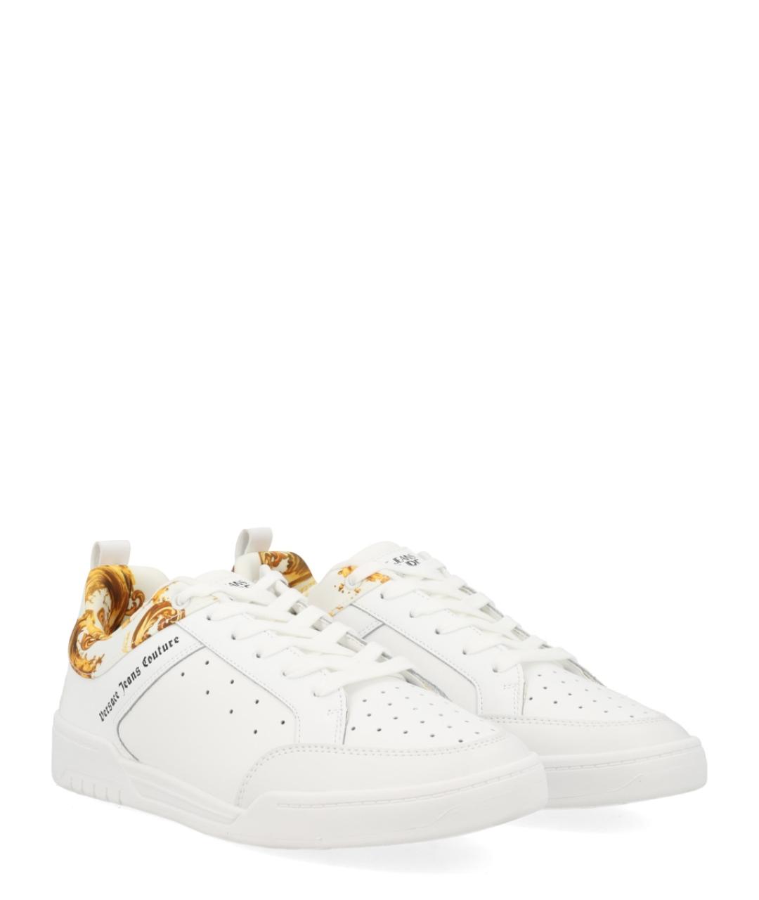 VERSACE JEANS COUTURE Белые кожаные низкие кроссовки / кеды, фото 2