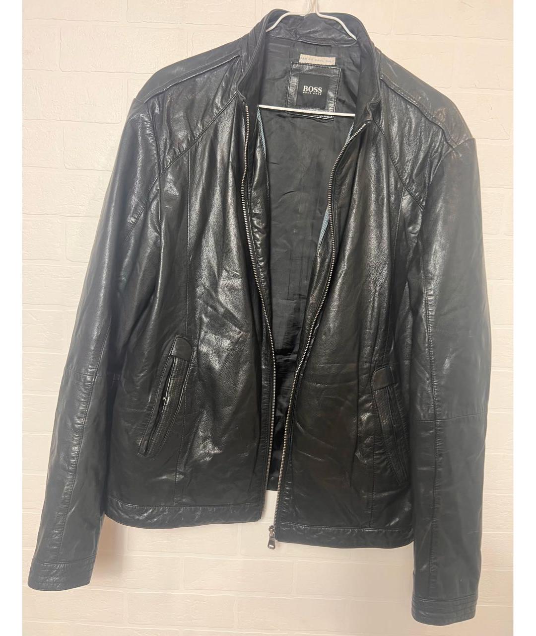 HUGO BOSS Черная кожаная куртка, фото 9