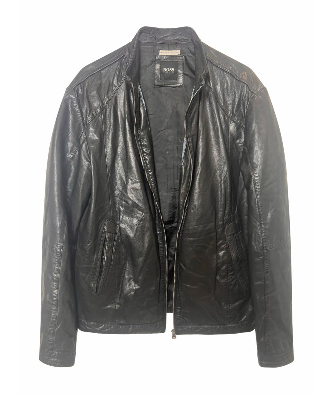 HUGO BOSS Черная кожаная куртка, фото 1