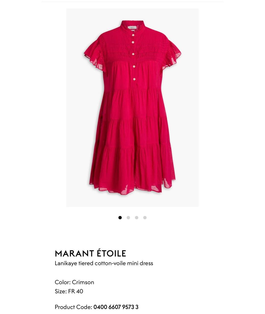 ISABEL MARANT ETOILE Красное хлопковое повседневное платье, фото 5