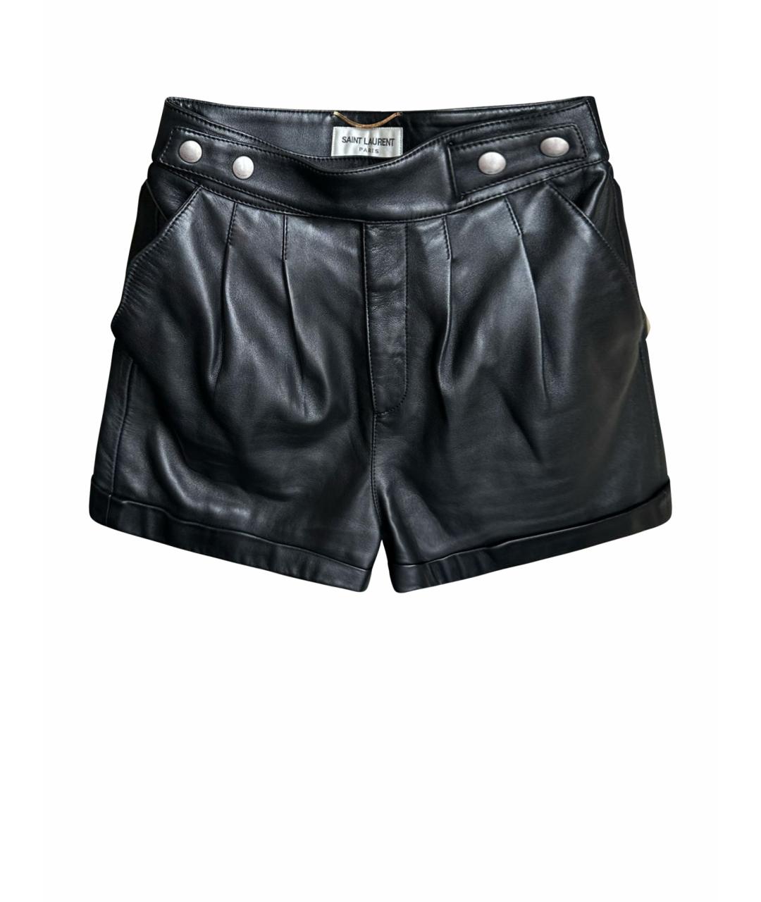 SAINT LAURENT Черные кожаные шорты, фото 1