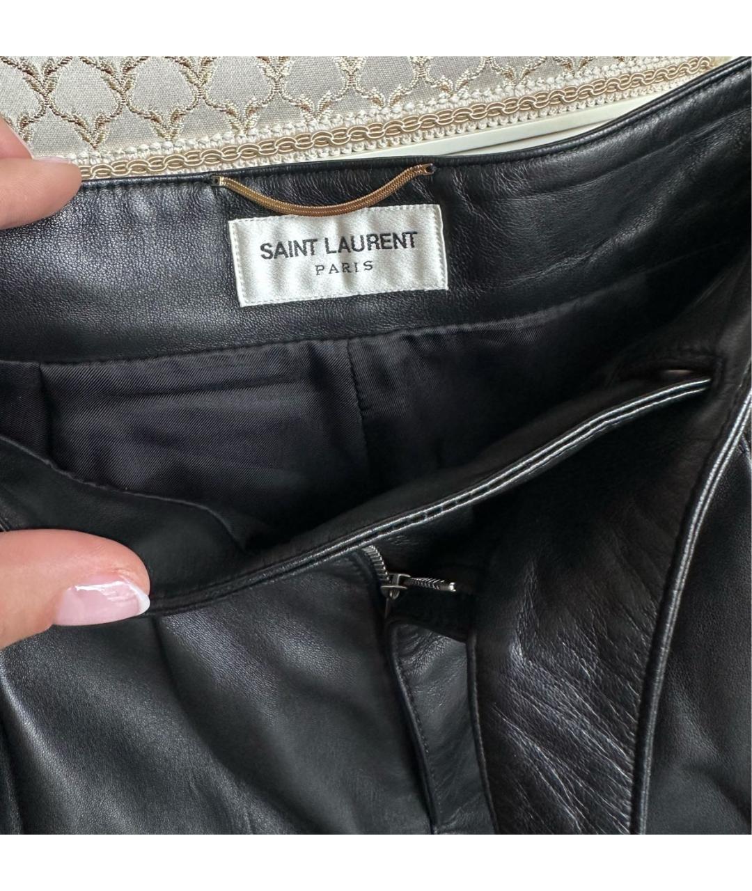 SAINT LAURENT Черные кожаные шорты, фото 3