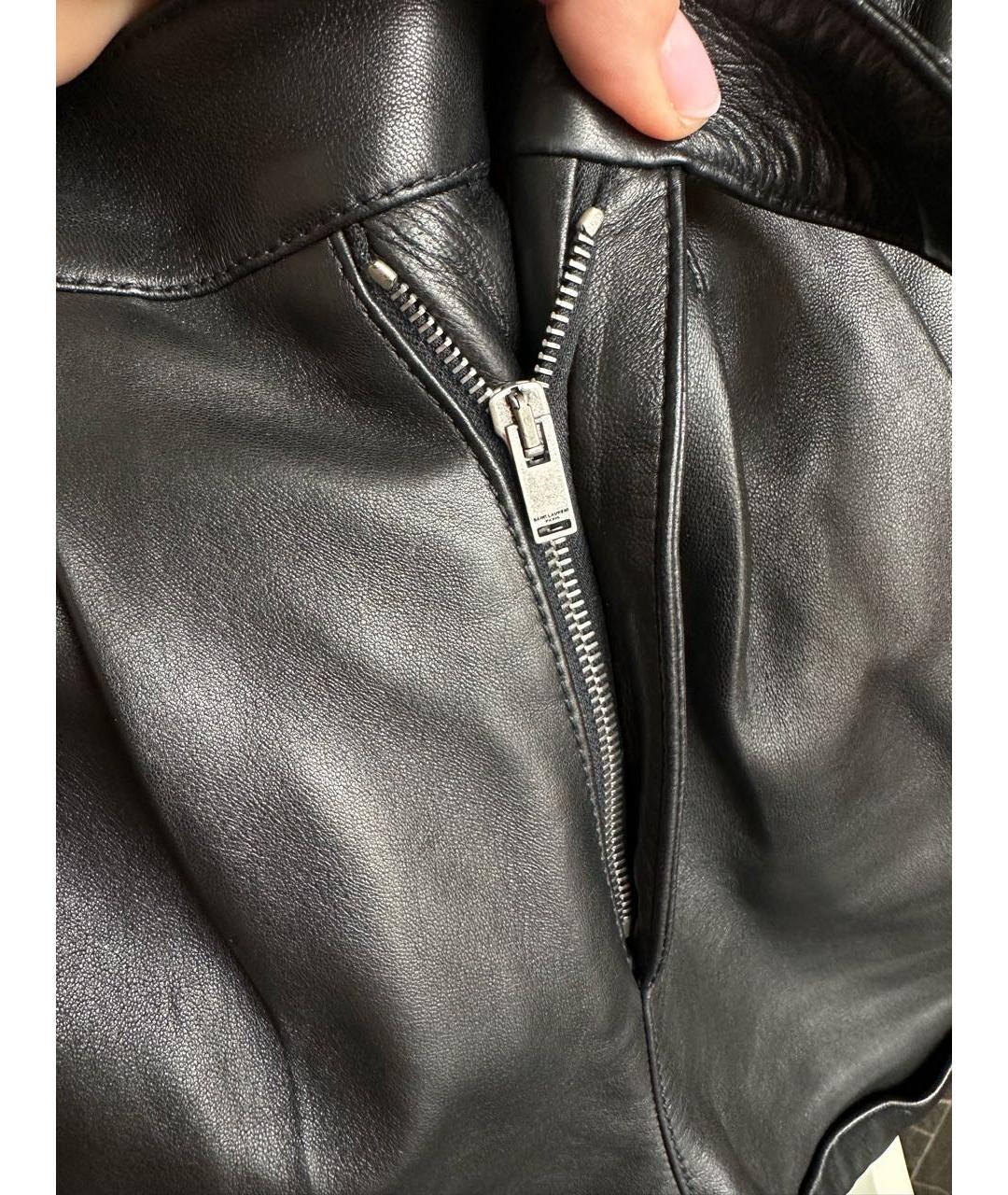 SAINT LAURENT Черные кожаные шорты, фото 8