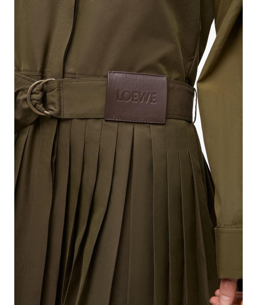 LOEWE Хаки хлопковое повседневное платье, фото 3