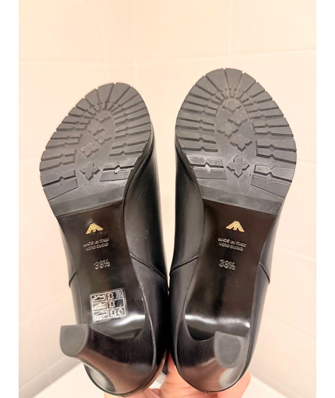 EMPORIO ARMANI Черные кожаные ботильоны, фото 5