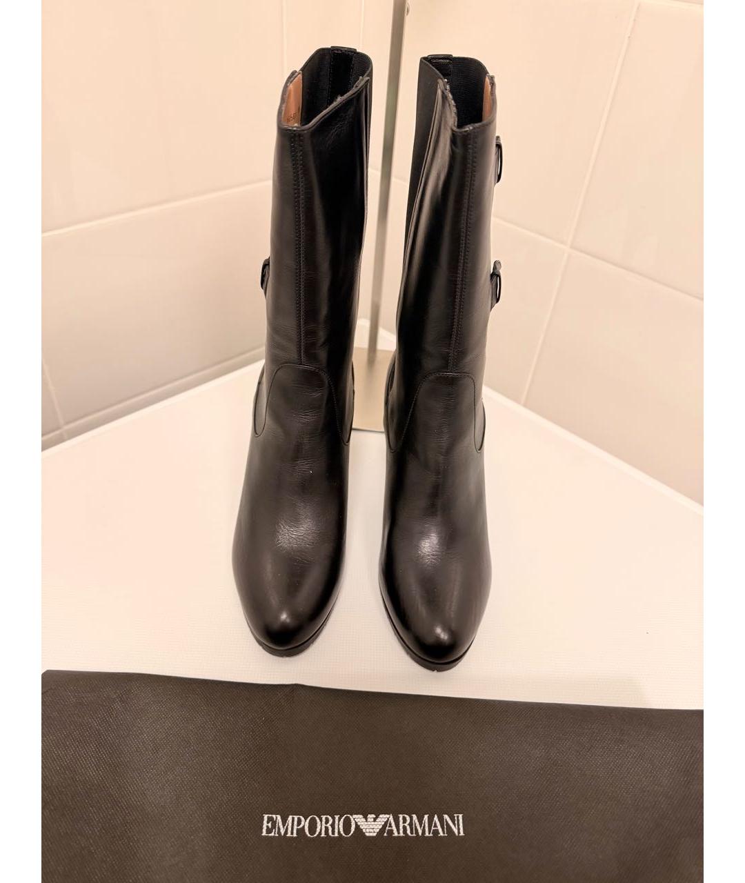 EMPORIO ARMANI Черные кожаные ботильоны, фото 2