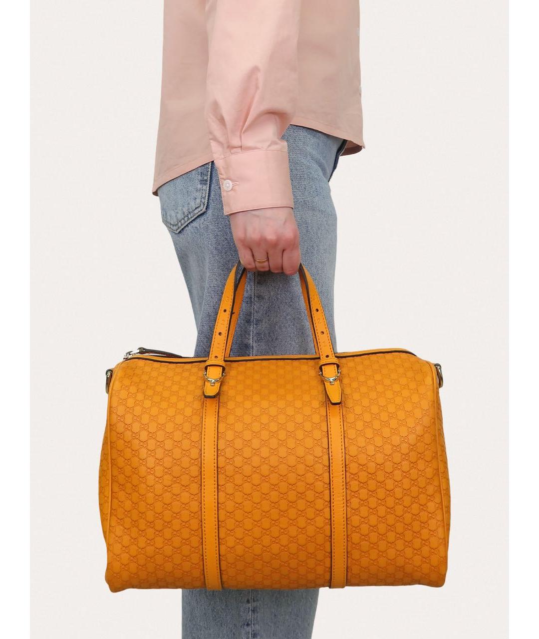 GUCCI Оранжевая кожаная сумка с короткими ручками, фото 8