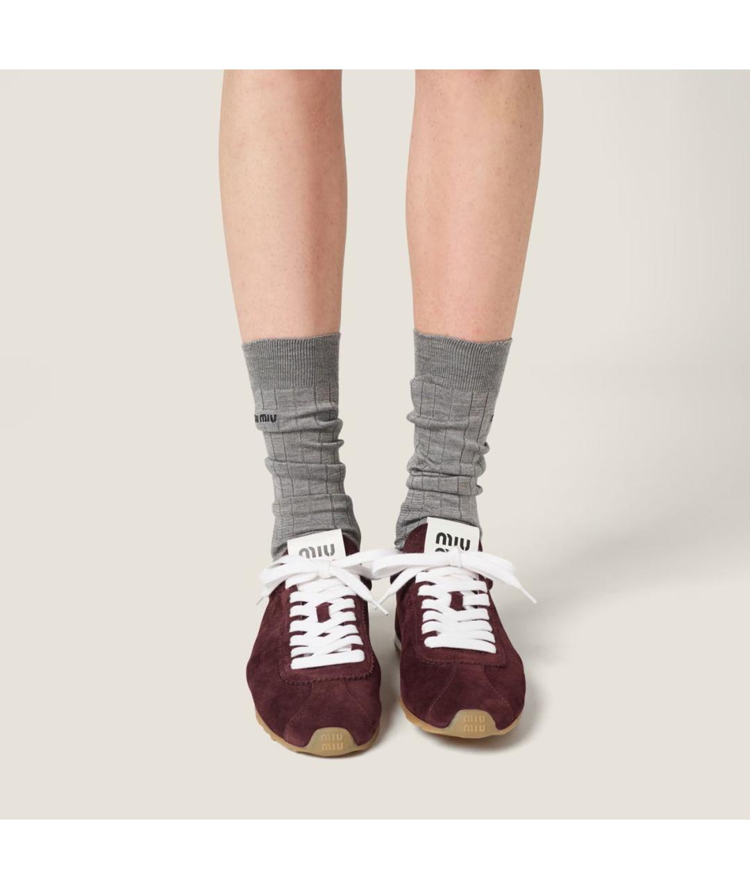 MIU MIU Бордовые замшевые кеды, фото 5