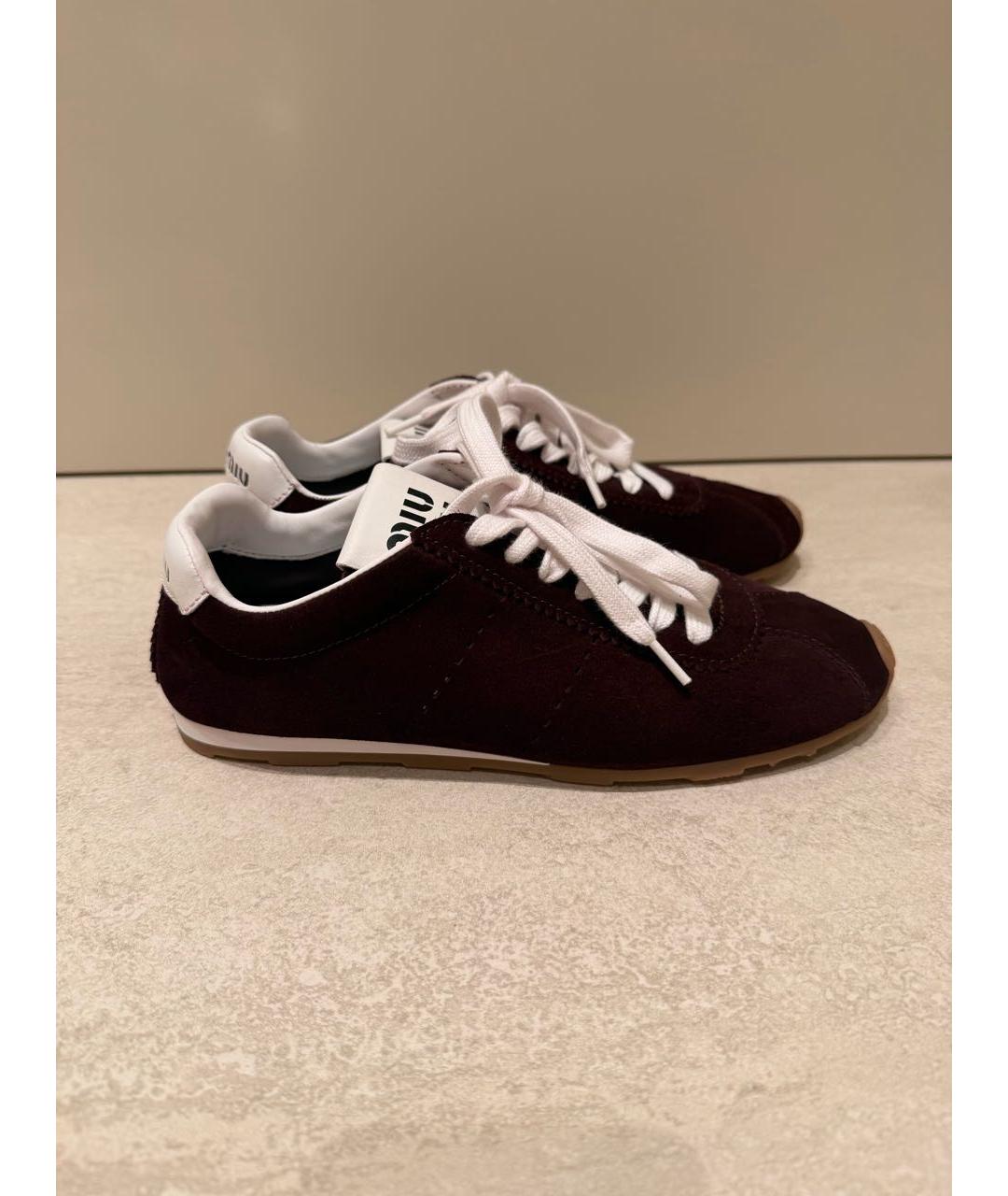 MIU MIU Бордовые замшевые кеды, фото 7