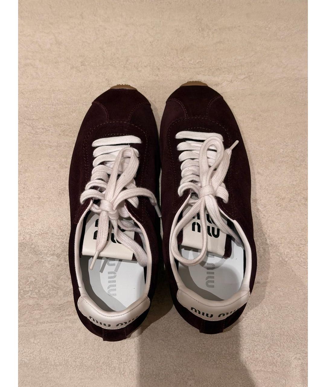 MIU MIU Бордовые замшевые кеды, фото 3