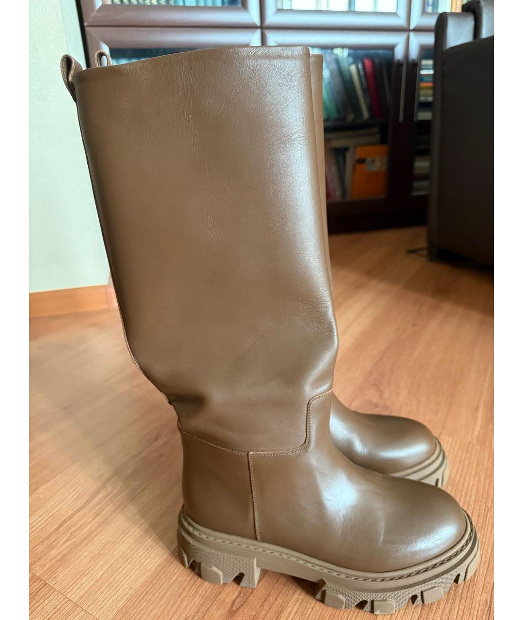 GIA COUTURE Коричневые кожаные сапоги, фото 3