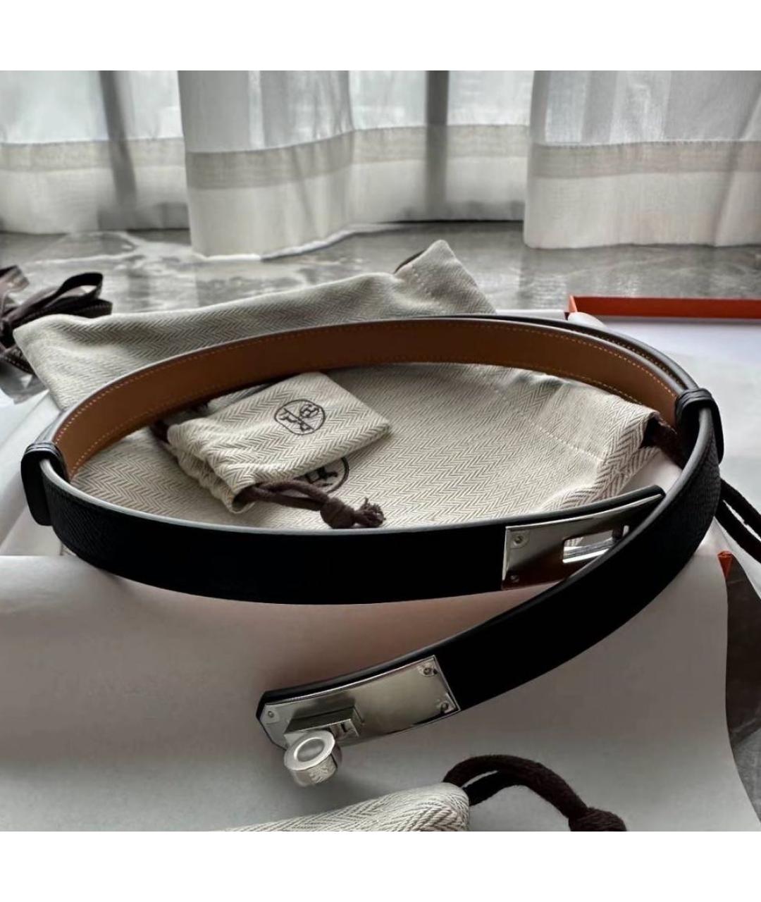 HERMES Черный кожаный ремень, фото 3