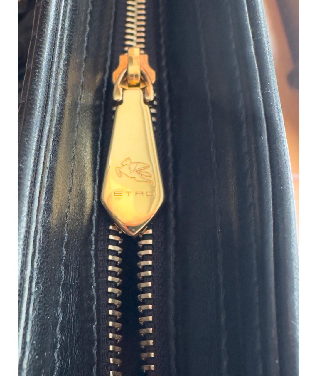 ETRO Черная кожаная сумка тоут, фото 5