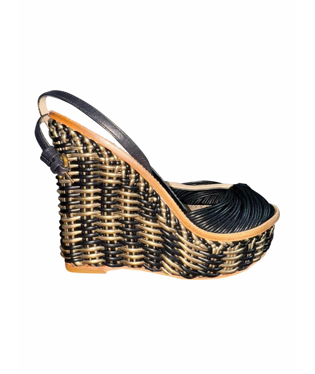 MOSCHINO Черные кожаные босоножки, фото 1