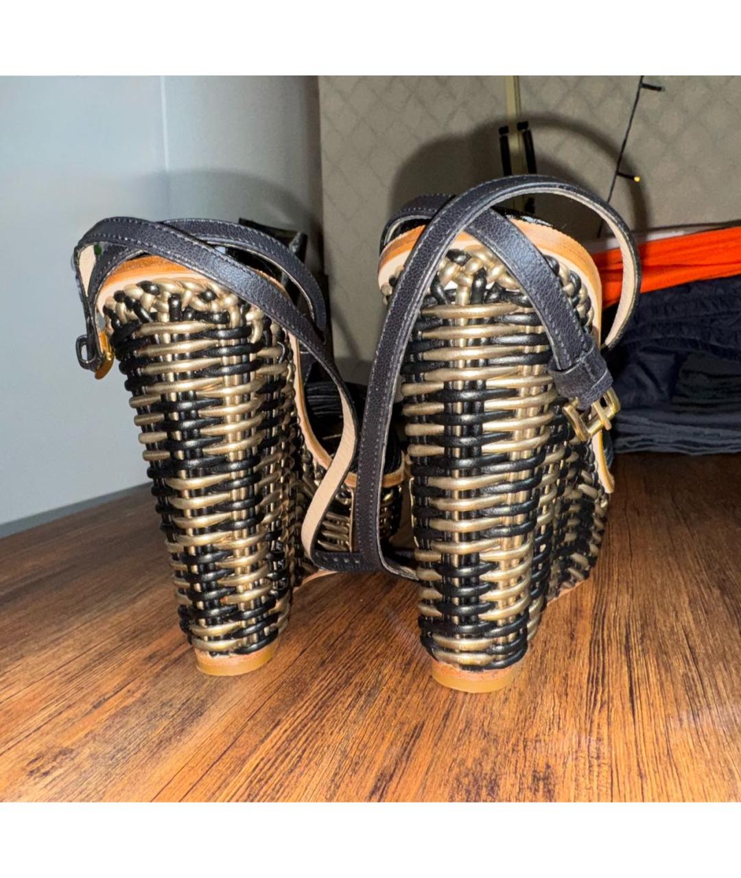 MOSCHINO Черные кожаные босоножки, фото 3