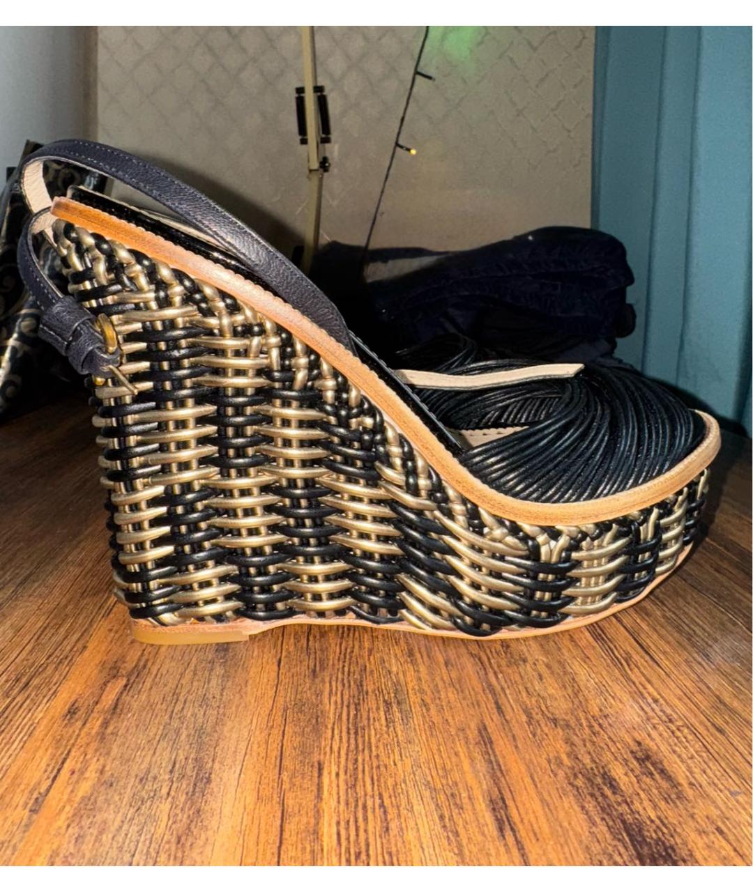MOSCHINO Черные кожаные босоножки, фото 8