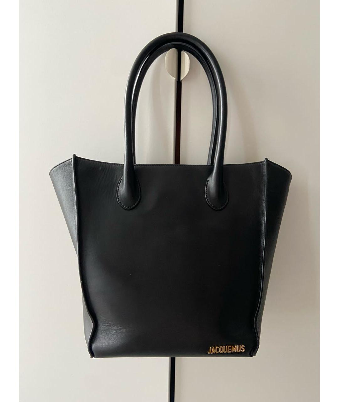 JACQUEMUS Черная кожаная сумка через плечо, фото 7
