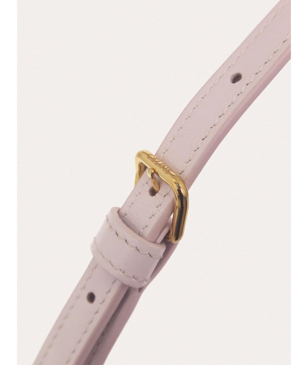 CELINE Розовая кожаная сумка с короткими ручками, фото 6