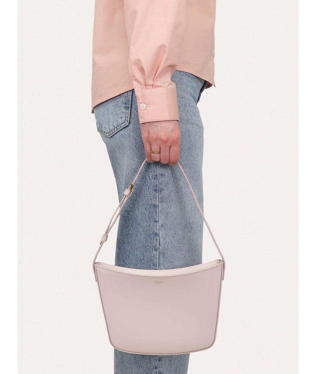 CELINE Розовая кожаная сумка с короткими ручками, фото 8
