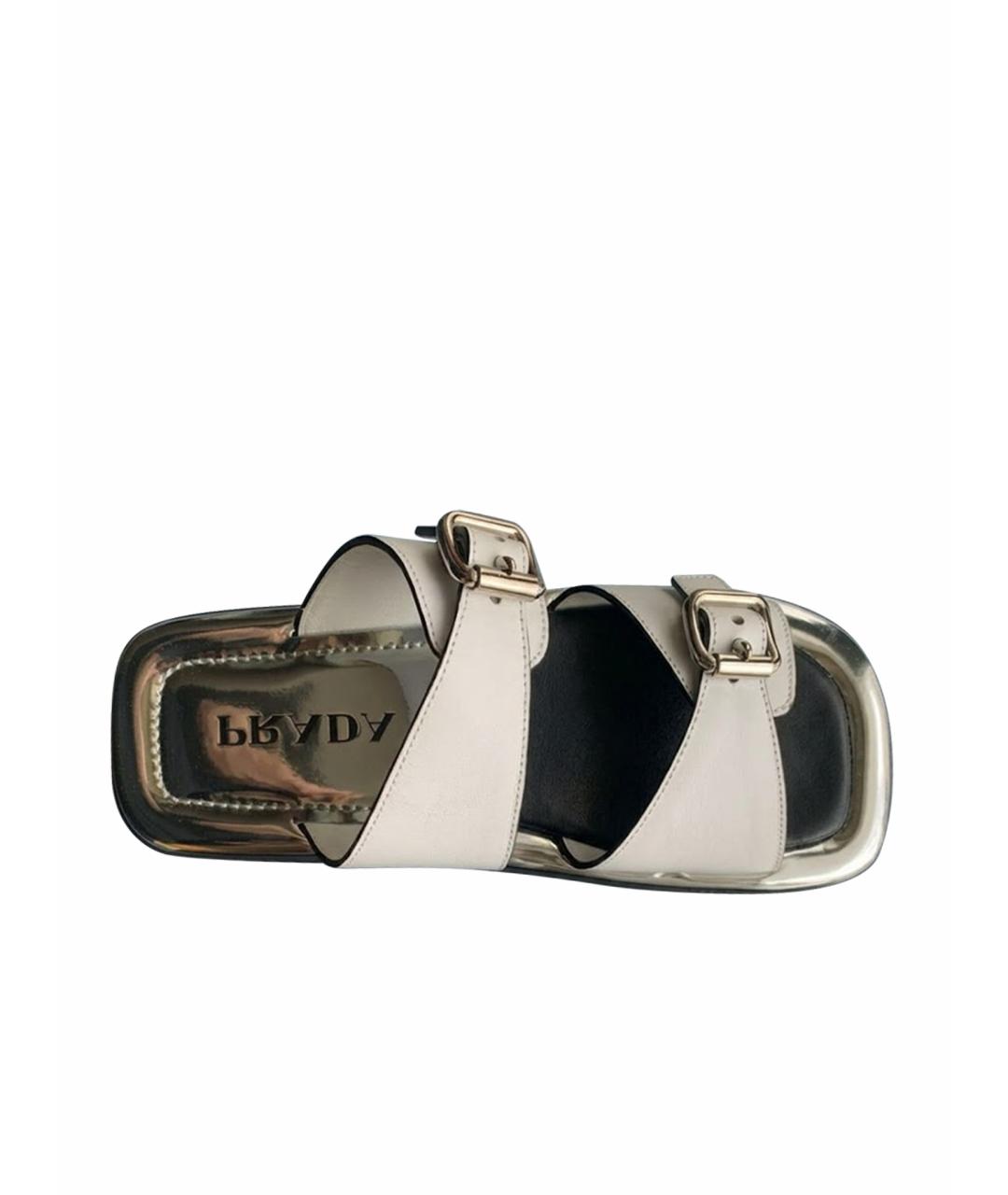 PRADA Белые кожаные сандалии, фото 1