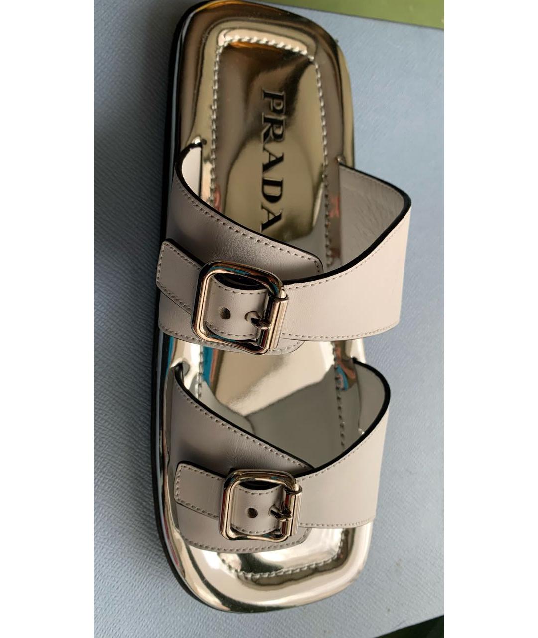 PRADA Белые кожаные сандалии, фото 7