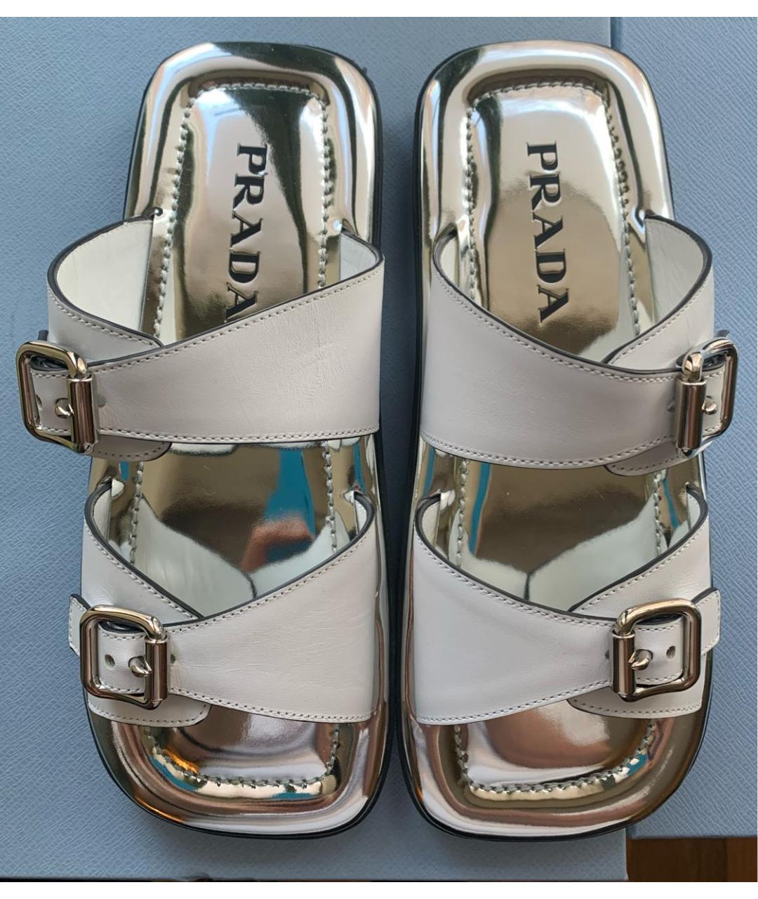 PRADA Белые кожаные сандалии, фото 2