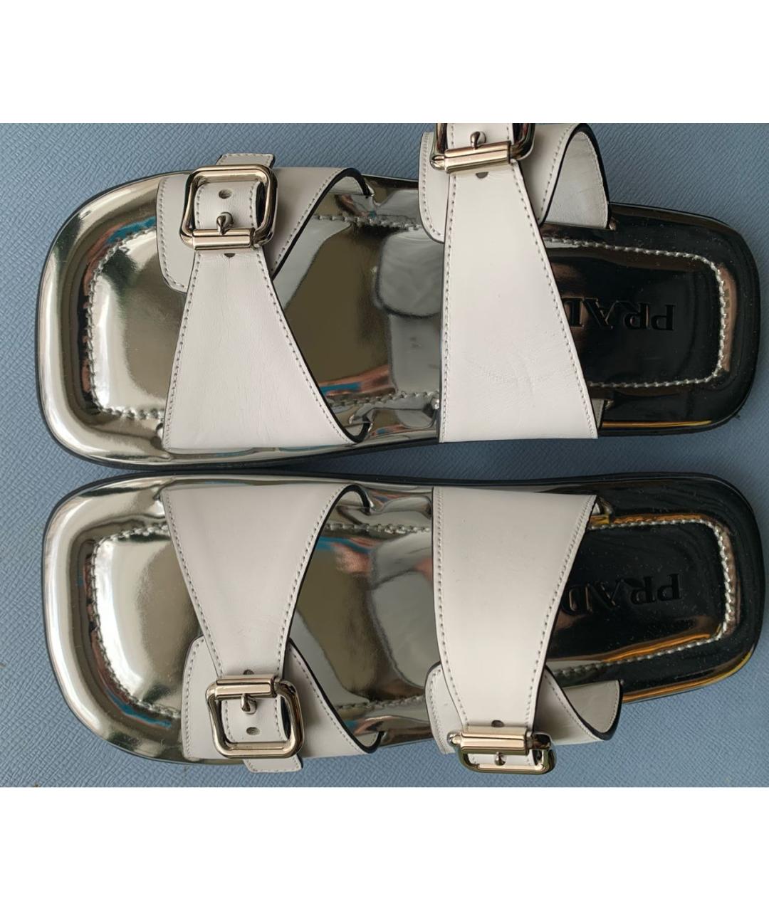 PRADA Белые кожаные сандалии, фото 8