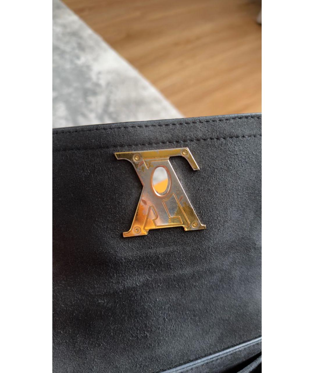 LOUIS VUITTON Черная кожаная сумка с короткими ручками, фото 5