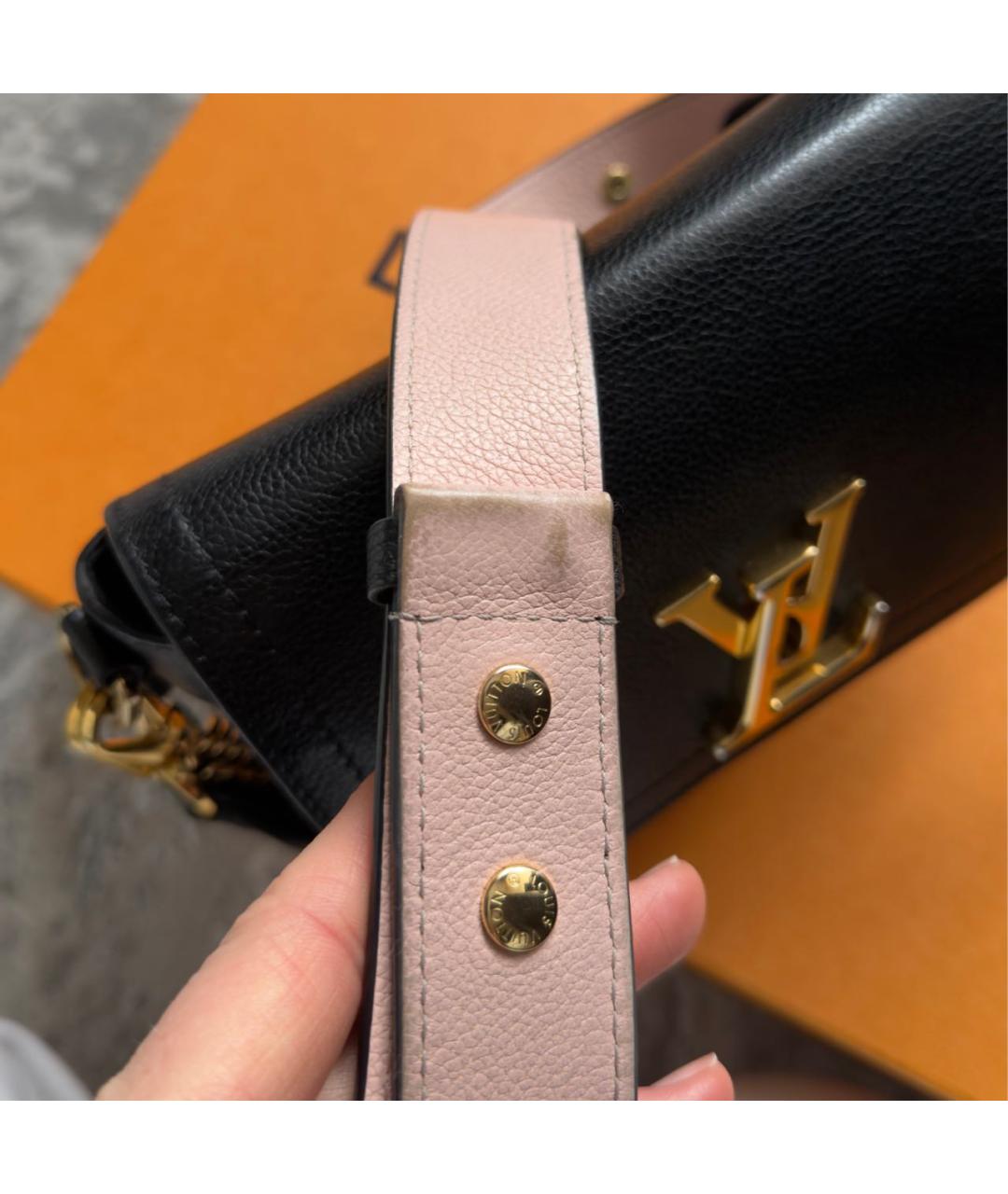 LOUIS VUITTON Черная кожаная сумка с короткими ручками, фото 6