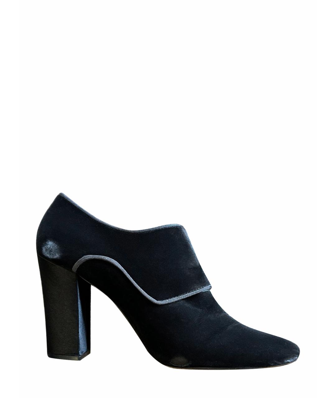 TORY BURCH Антрацитовые бархатные ботильоны, фото 1