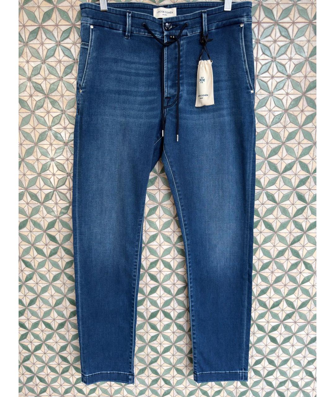 JACOB COHEN Синие хлопко-полиэстеровые джинсы, фото 9
