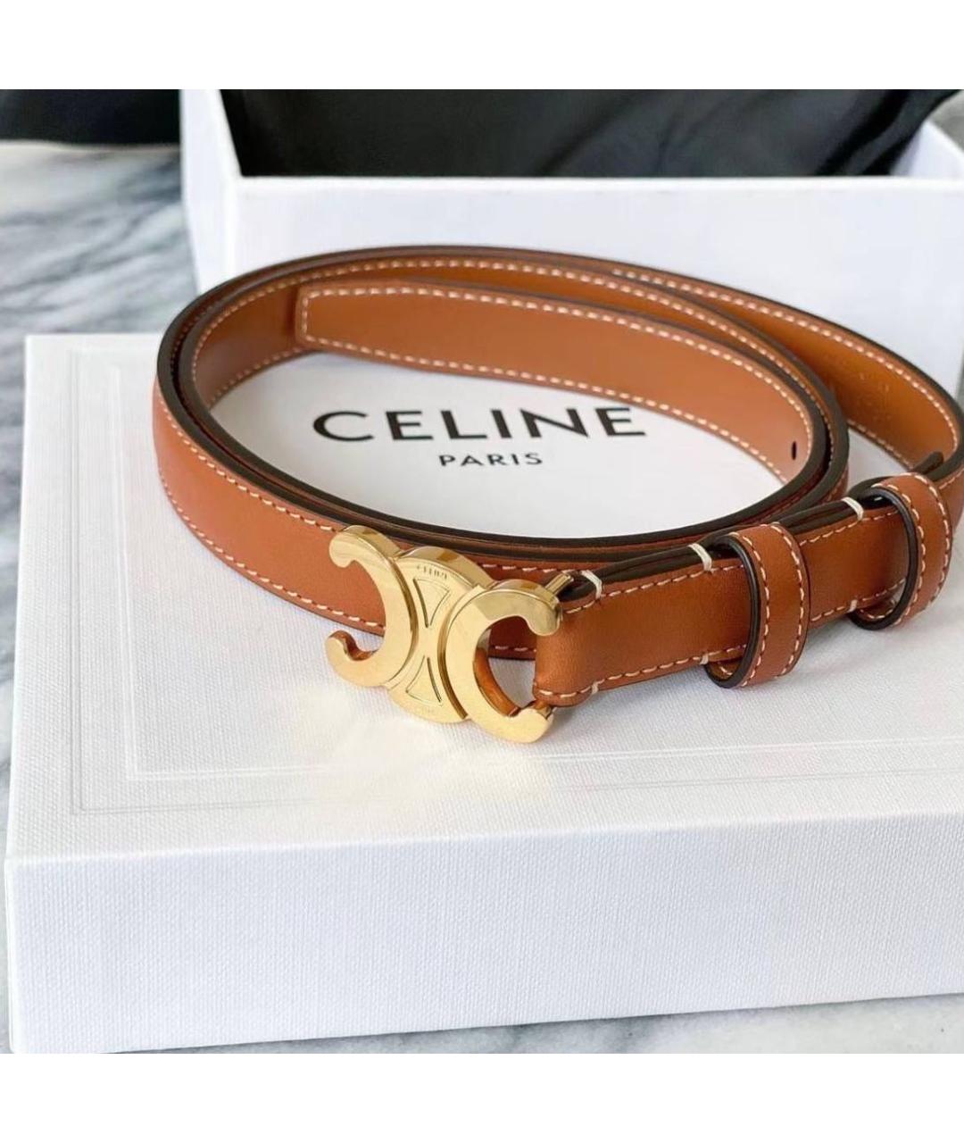 CELINE Коричневый кожаный ремень, фото 4