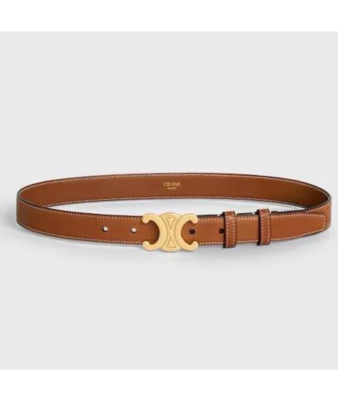 CELINE Коричневый кожаный ремень, фото 5