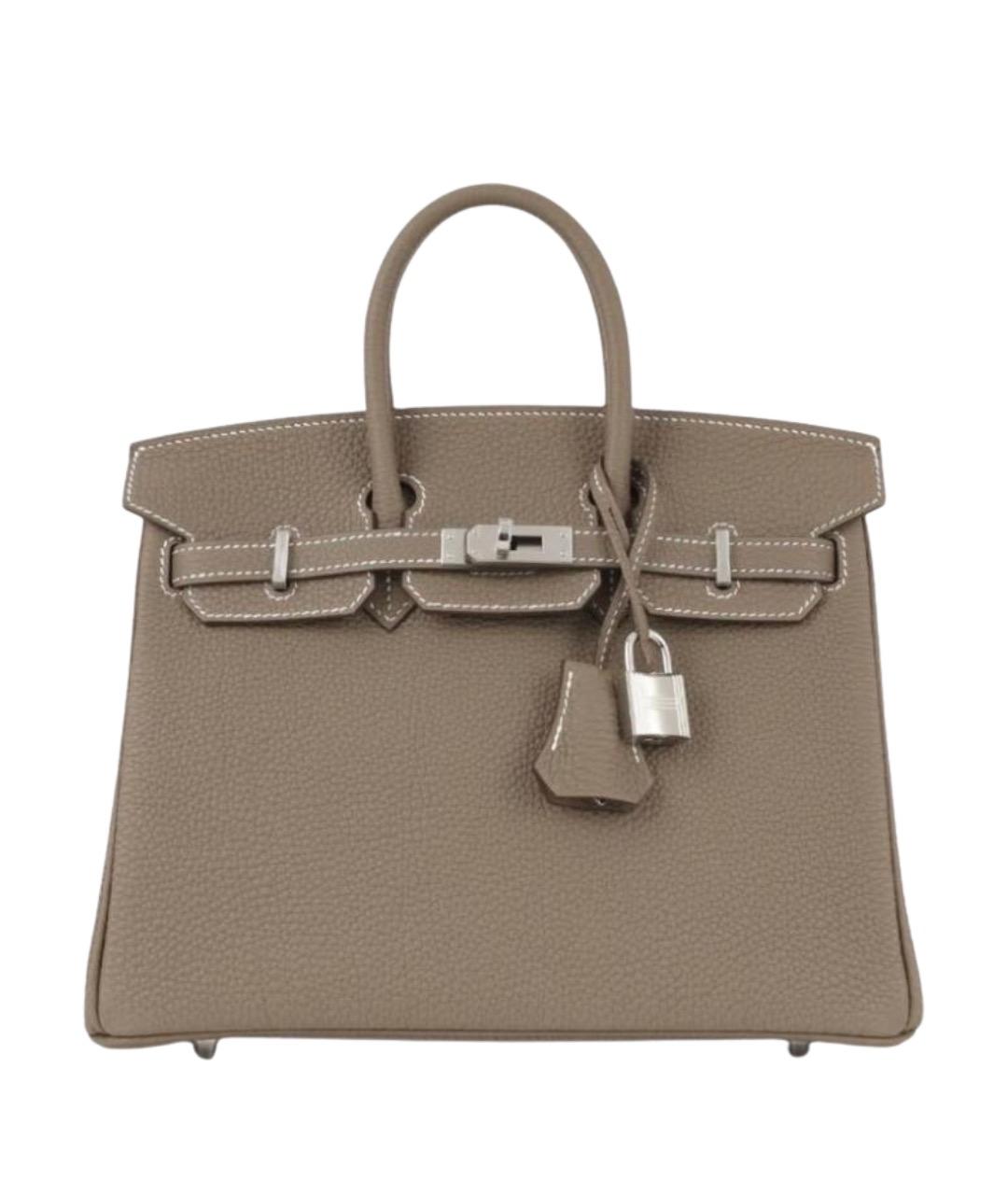 HERMES Бежевая кожаная сумка с короткими ручками, фото 1