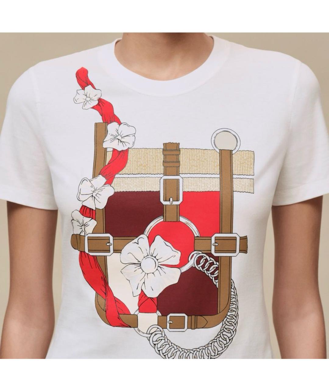 HERMES Белая хлопковая футболка, фото 2