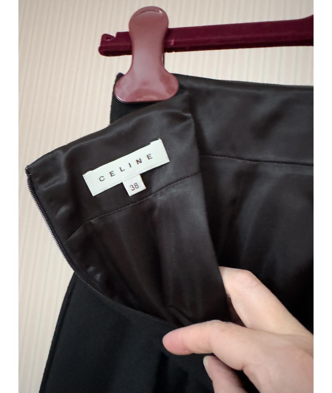 CELINE Черная шерстяная юбка миди, фото 4