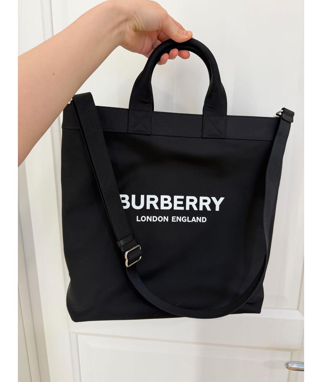 BURBERRY Черная синтетическая сумка тоут, фото 6