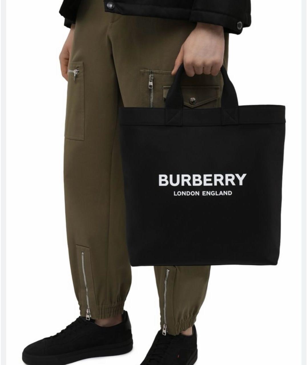 BURBERRY Черная синтетическая сумка тоут, фото 2